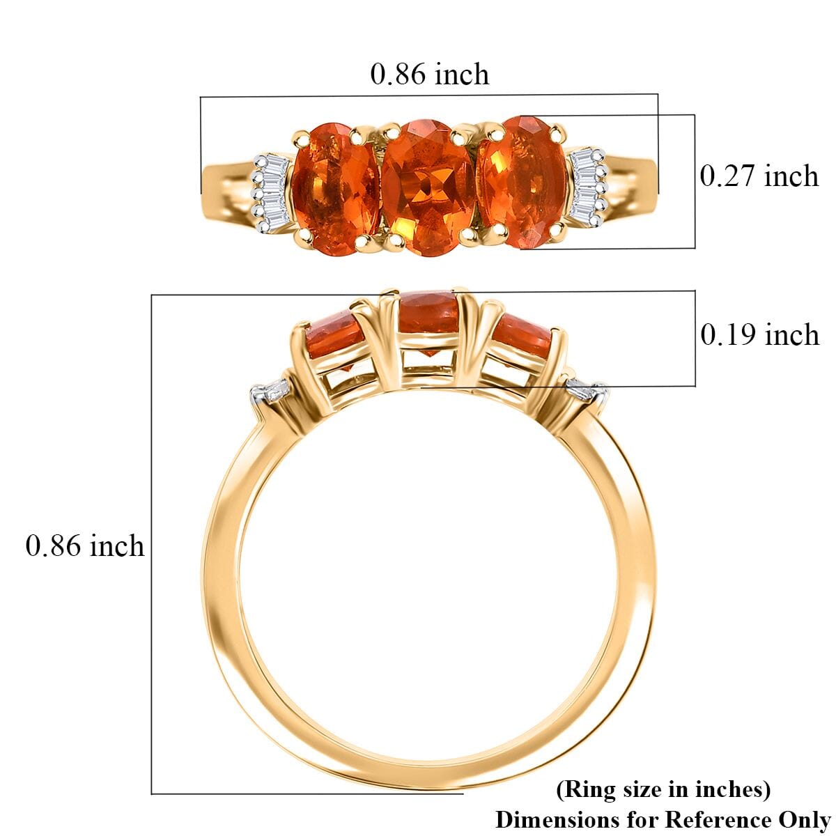 Salamanca Fire Opal and White Diamond 1.00 ctw Ring in 18K Vermeil YG Over Sterling Silver (Size 9.0) image number 5