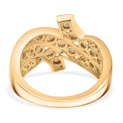 D'Joy Diamond 0.10 ctw Bypass Ring in 18K Vermeil Yellow Gold Over Sterling Silver (Size 10.0)