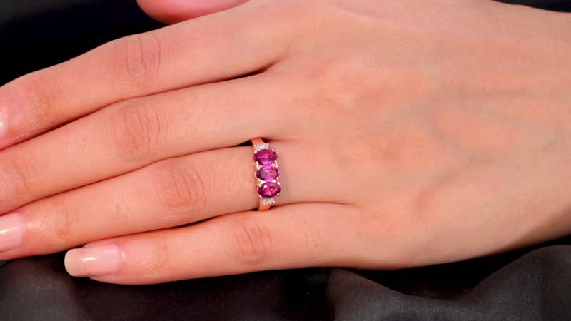 Premium Prmium Radiant Ember Garnet, Diamond Ring in 18K Vermeil RG Over Sterling Silver (Size 10.0) 1.65 ctw
