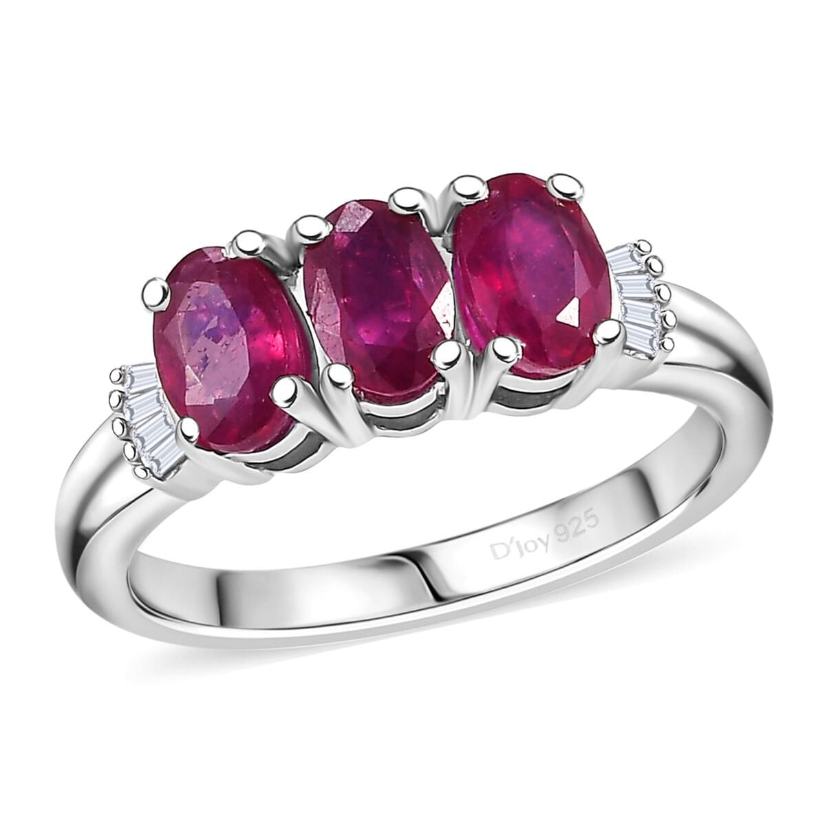Premium Niassa Ruby (FF) and Diamond 2.20 ctw Ring in Rhodium Over Sterling Silver (Size 8.0) image number 0
