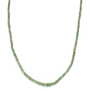 Tsavorite Garnet 25.00 ctw Beaded Necklace in Rhodium Over Sterling Silver 20 Inches