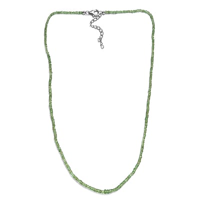 Tsavorite Garnet 25.00 ctw Beaded Necklace in Rhodium Over Sterling Silver 20 Inches