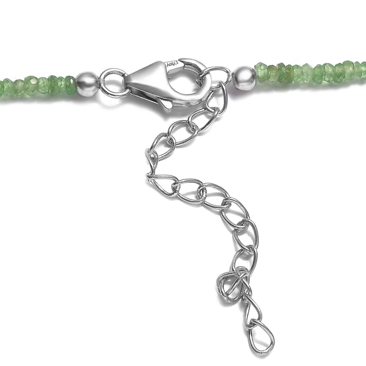 Tsavorite Garnet 25.00 ctw Beaded Necklace in Rhodium Over Sterling Silver 20 Inches image number 4