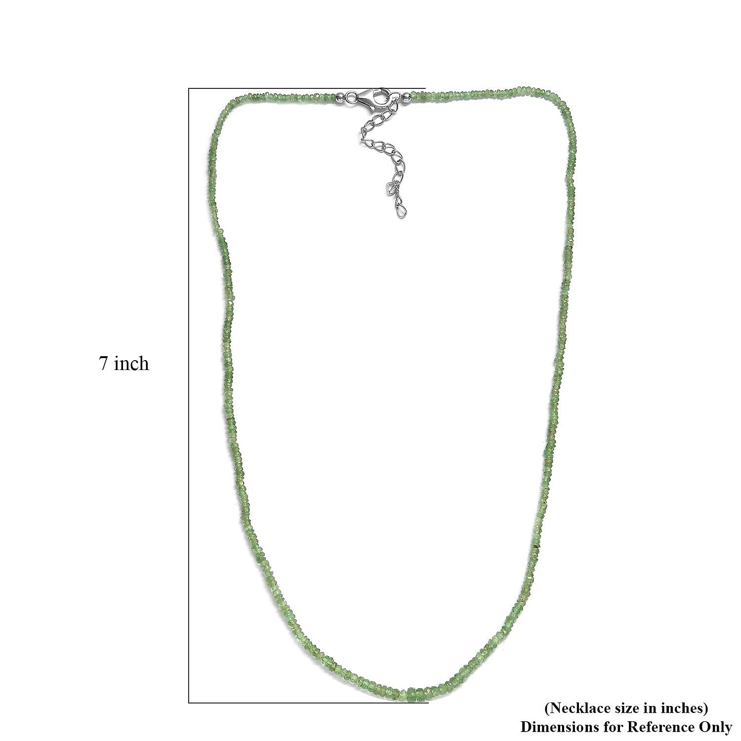 Tsavorite Garnet 25.00 ctw Beaded Necklace in Rhodium Over Sterling Silver 20 Inches