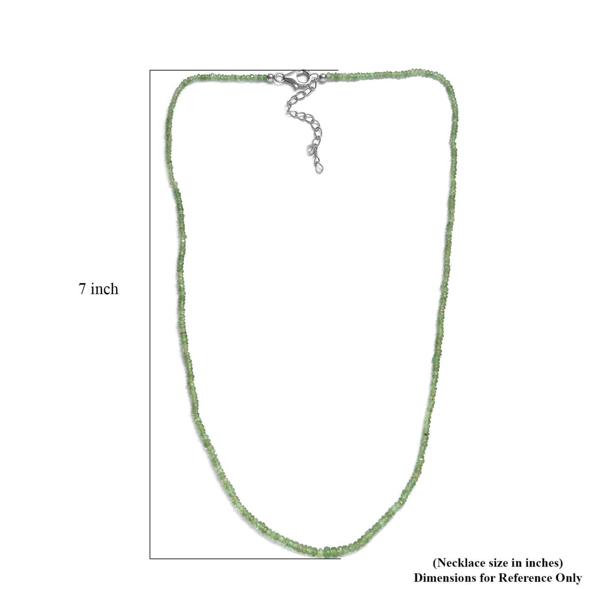 Tsavorite Garnet 25.00 ctw Beaded Necklace in Rhodium Over Sterling Silver 20 Inches image number 5