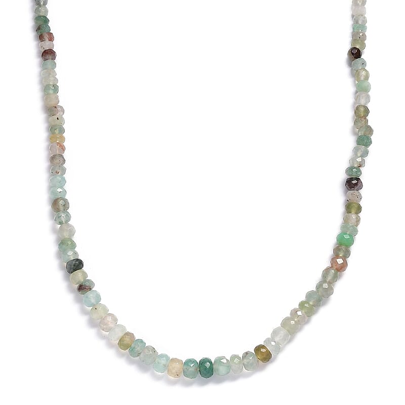 Zimbaprase 72.00 ctw Beaded Necklace in Rhodium Over Sterling Silver 20 Inches