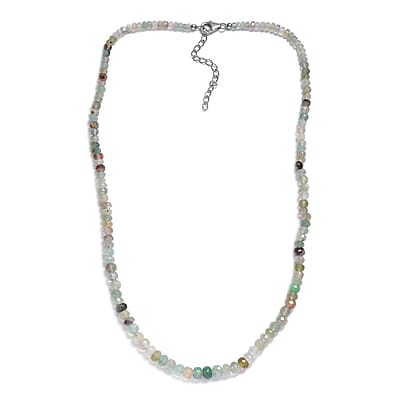 Zimbaprase 72.00 ctw Beaded Necklace in Rhodium Over Sterling Silver 20 Inches