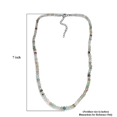 Zimbaprase 72.00 ctw Beaded Necklace in Rhodium Over Sterling Silver 20 Inches
