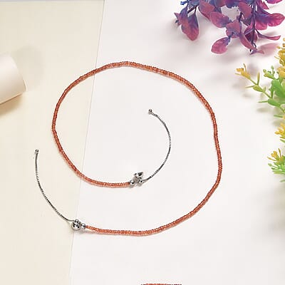 Songea Sapphire 40.00 ctw Beaded Necklace in Rhodium Over Sterling Silver 18 Inches