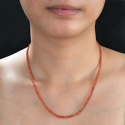 Songea Sapphire 40.00 ctw Beaded Necklace in Rhodium Over Sterling Silver 18 Inches