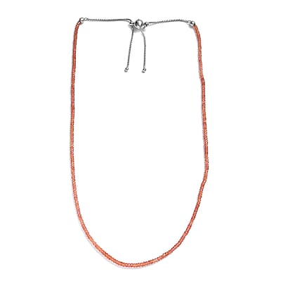 Songea Sapphire 40.00 ctw Beaded Necklace in Rhodium Over Sterling Silver 18 Inches