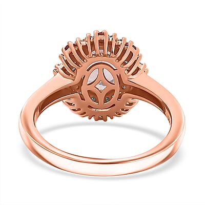 Pink Morganite and Multi Gemstone 1.85 ctw Ring in 18K Vermeil Rose Gold Over Sterling Silver (Size 10.0)