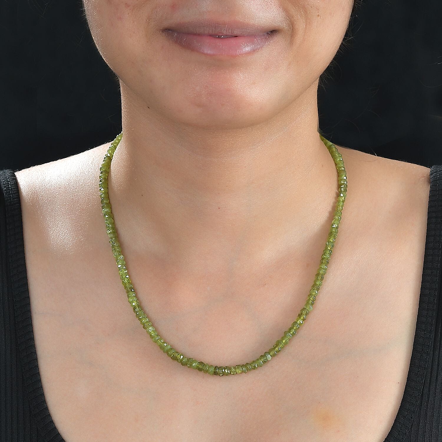 Vesuvianite 92.00 ctw Beaded Necklace in Rhodium Over Sterling Silver 18 Inches