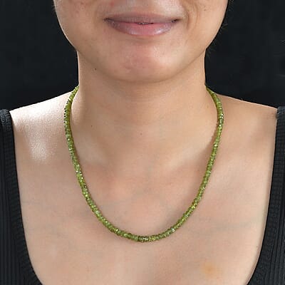 Vesuvianite 92.00 ctw Beaded Necklace in Rhodium Over Sterling Silver 18 Inches