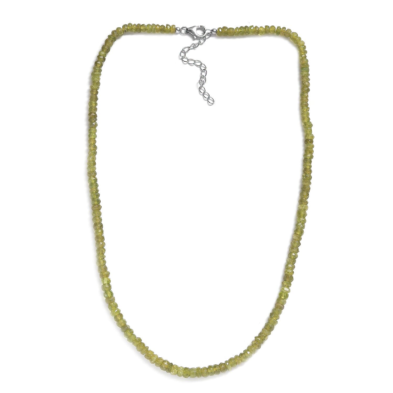 Vesuvianite 92.00 ctw Beaded Necklace in Rhodium Over Sterling Silver 18 Inches