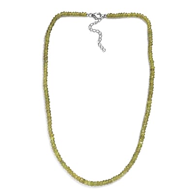 Vesuvianite 92.00 ctw Beaded Necklace in Rhodium Over Sterling Silver 18 Inches
