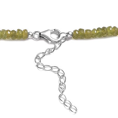 Vesuvianite 92.00 ctw Beaded Necklace in Rhodium Over Sterling Silver 18 Inches