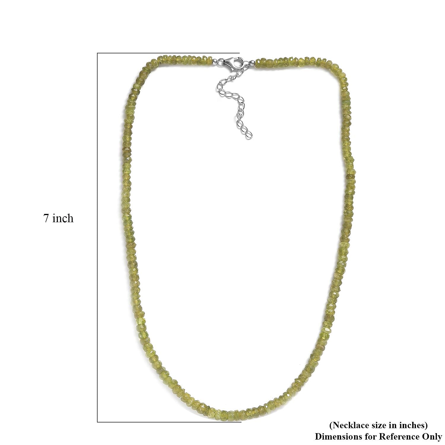 Vesuvianite 92.00 ctw Beaded Necklace in Rhodium Over Sterling Silver 18 Inches
