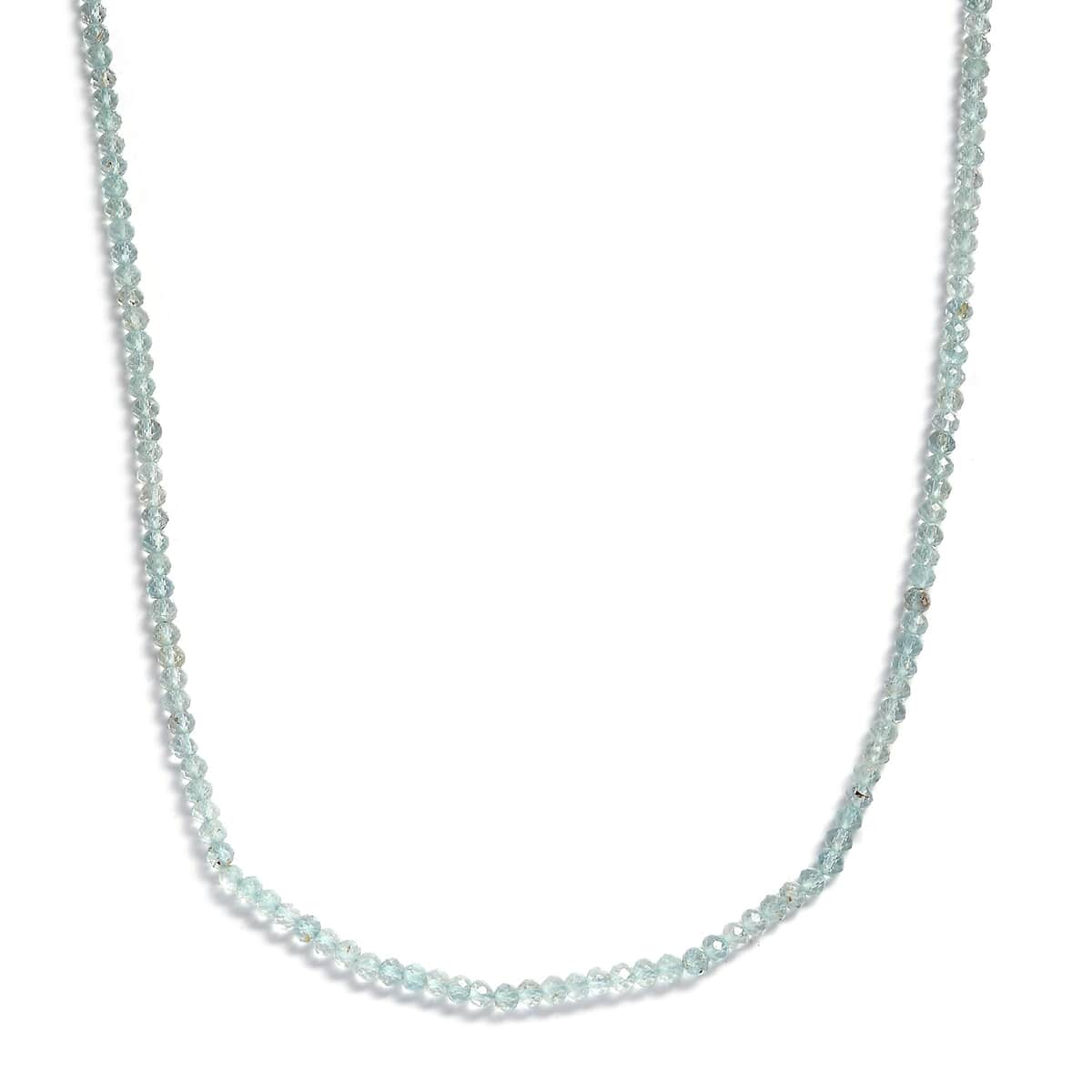 Mangoro Aquamarine 40.00 ctw Beaded Necklace in Rhodium Over Sterling Silver 18 Inches image number 0