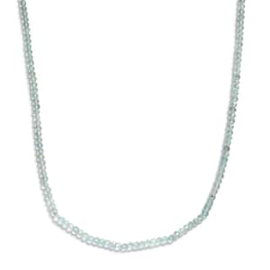 Mangoro Aquamarine 40.00 ctw Beaded Necklace in Rhodium Over Sterling Silver 18 Inches