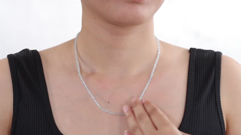 Mangoro Aquamarine 40.00 ctw Beaded Necklace in Rhodium Over Sterling Silver 18 Inches