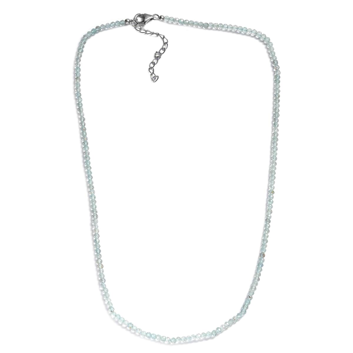 Mangoro Aquamarine 40.00 ctw Beaded Necklace in Rhodium Over Sterling Silver 18 Inches image number 3