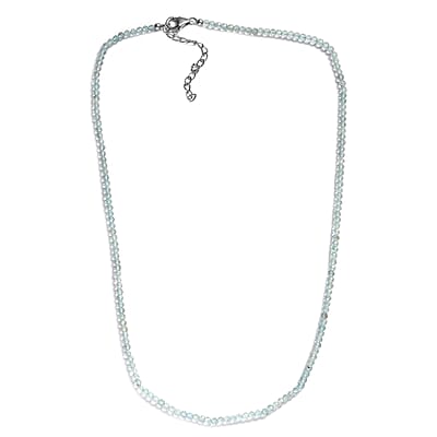 Mangoro Aquamarine 40.00 ctw Beaded Necklace in Rhodium Over Sterling Silver 18 Inches