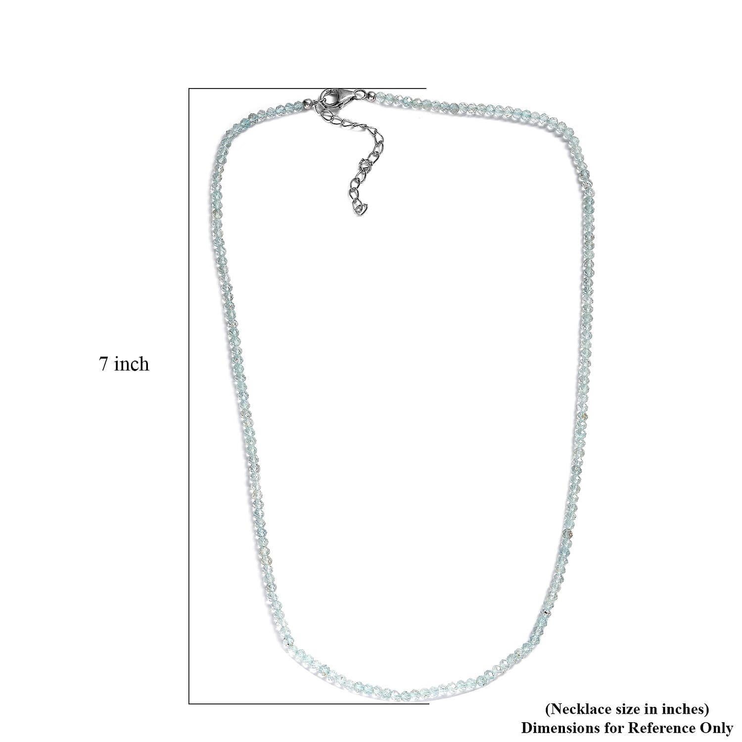 Mangoro Aquamarine 40.00 ctw Beaded Necklace in Rhodium Over Sterling Silver 18 Inches