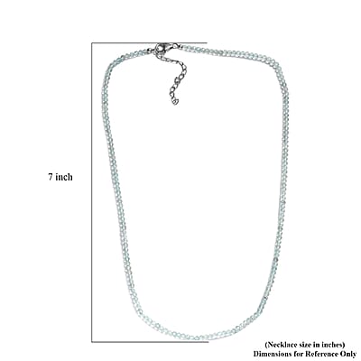 Mangoro Aquamarine 40.00 ctw Beaded Necklace in Rhodium Over Sterling Silver 18 Inches