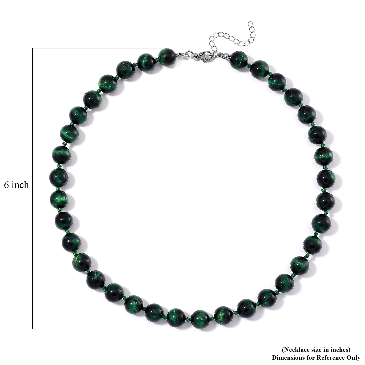 Green Tiger Eye D 250.00 CTW Beaded Necklace in Stainless Steel 18 20 Inches Shop LC