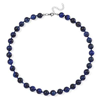 Blue Tiger's Eye (D) 250.00 ctw Beaded Necklace in Stainless Steel 18-20 Inches