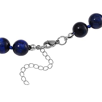Blue Tiger's Eye (D) 250.00 ctw Beaded Necklace in Stainless Steel 18-20 Inches