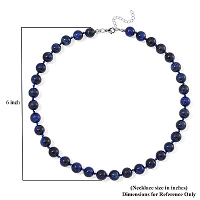 Blue Tiger's Eye (D) 250.00 ctw Beaded Necklace in Stainless Steel 18-20 Inches