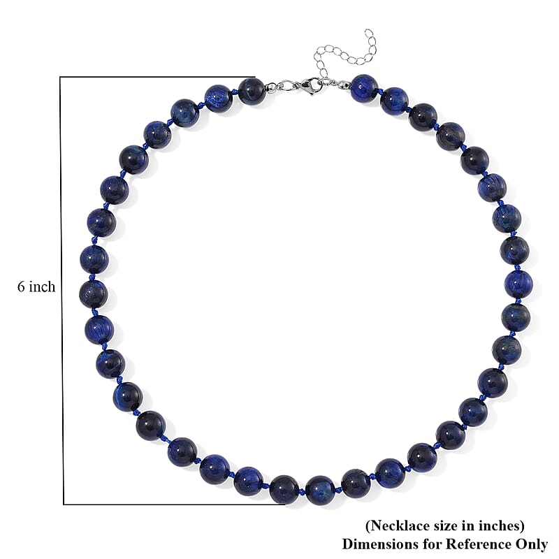 Blue Tiger's Eye (D) 250.00 ctw Beaded Necklace in Stainless Steel 18-20 Inches