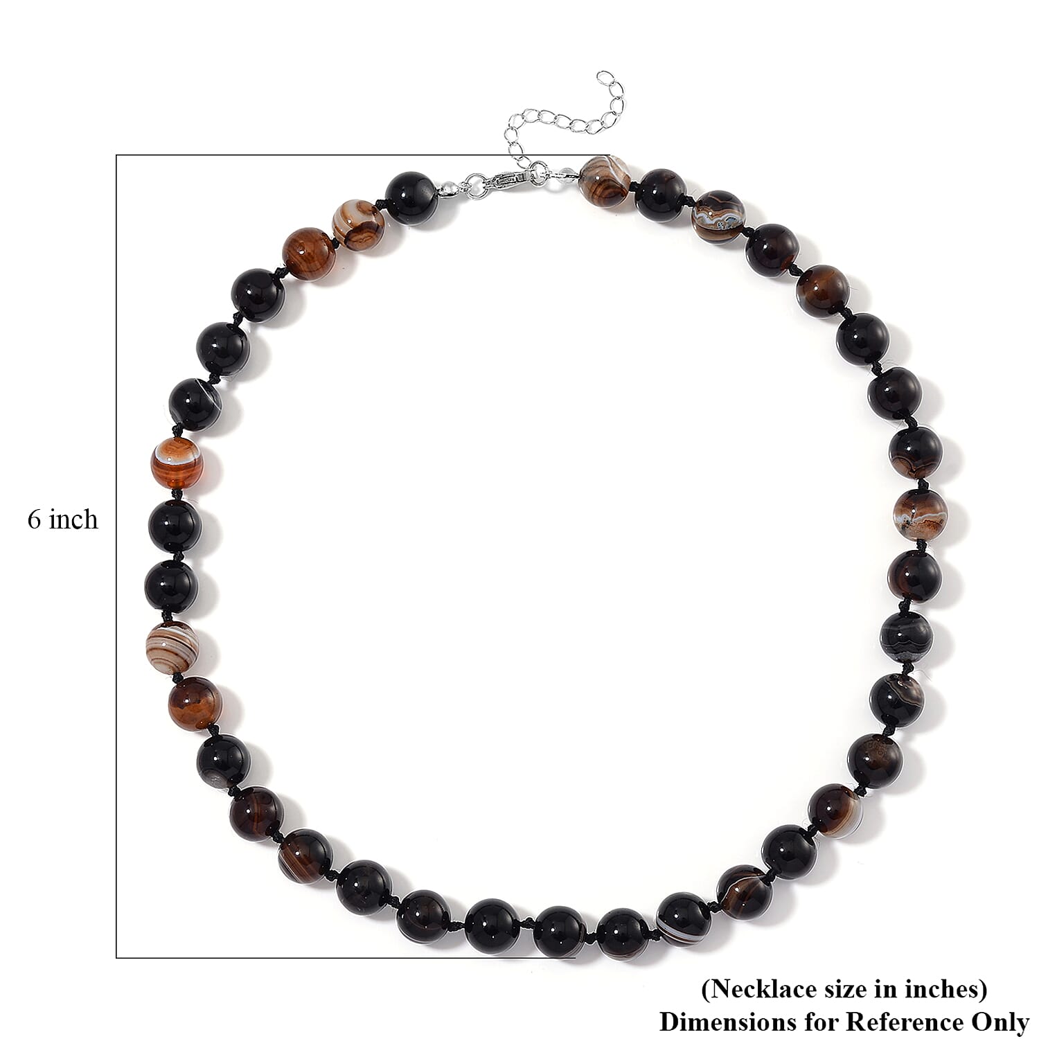 Agate Beaded Necklace (18-20 Inches) in Stainless Steel 250.00 ctw
