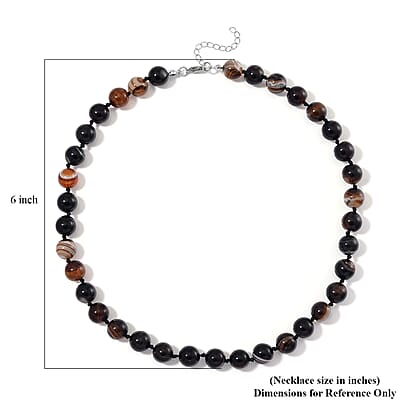 Agate Beaded Necklace (18-20 Inches) in Stainless Steel 250.00 ctw