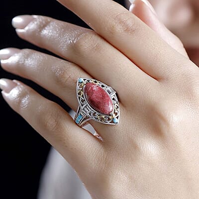 Karis Norwegian Thulite and Multi Gemstone 8.65 ctw Ring in 18K YG Plated and Platinum Bond (Size 10.0)