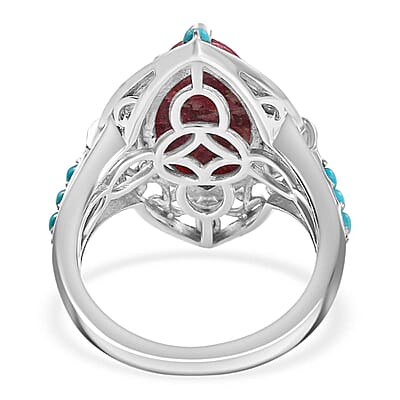 Karis Norwegian Thulite and Multi Gemstone 8.65 ctw Ring in 18K YG Plated and Platinum Bond (Size 10.0)