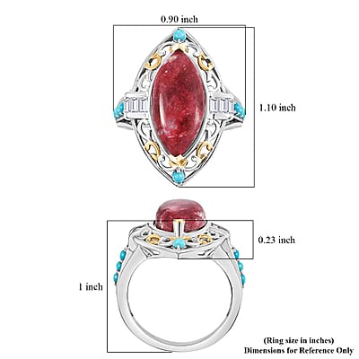 Karis Norwegian Thulite and Multi Gemstone 8.65 ctw Ring in 18K YG Plated and Platinum Bond (Size 10.0)