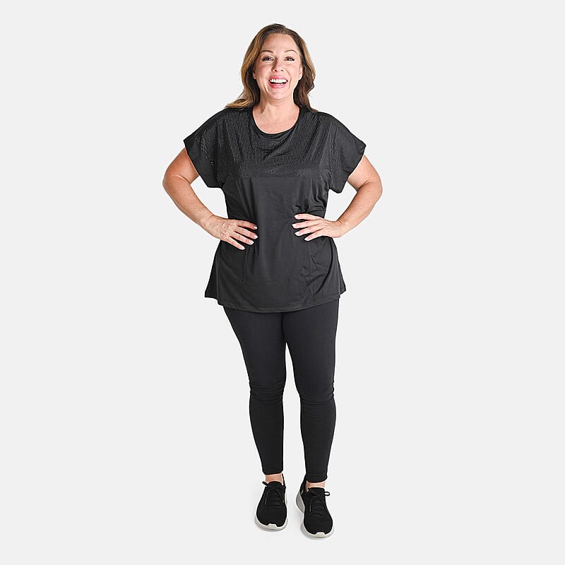 TAMSY Black Rhinestone Half Top– One Size Fits Most