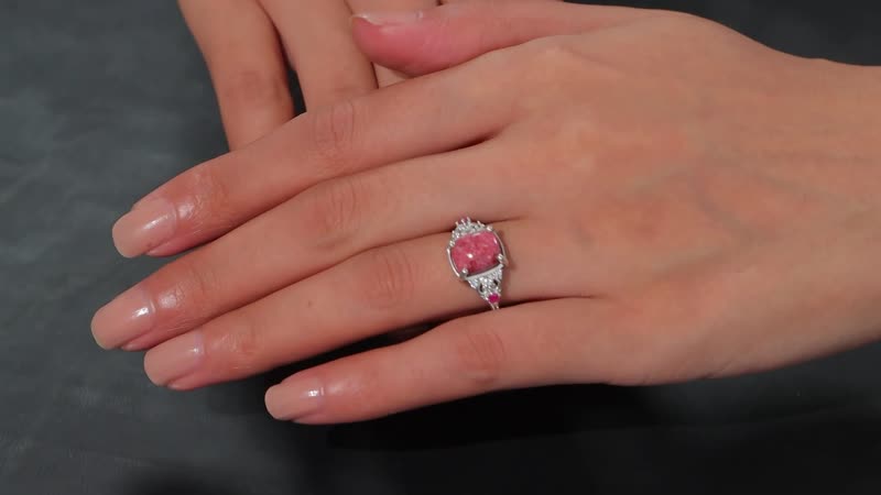 Premium Norwegian Thulite and Multi Gemstone 4.10 ctw Ring in Rhodium Over Sterling Silver