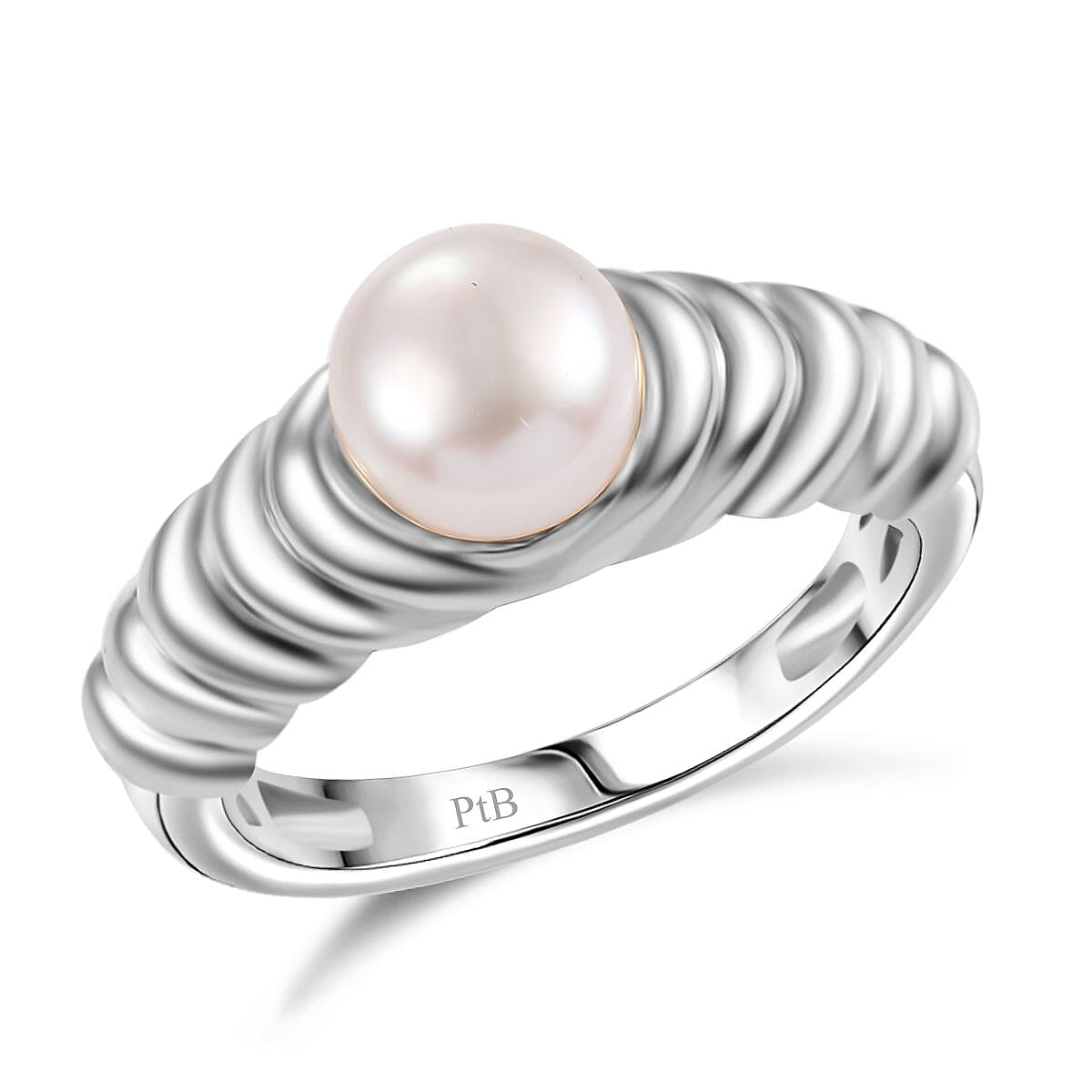 Freshwater Pearl Ring in Platinum Bond (Size 10.0)