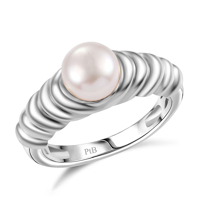 Freshwater Pearl Ring in Platinum Bond (Size 10.0)