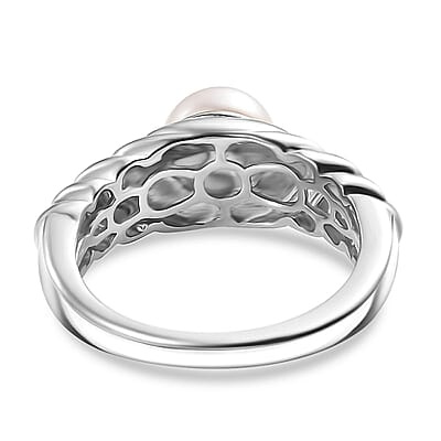 Freshwater Pearl Ring in Platinum Bond (Size 10.0)