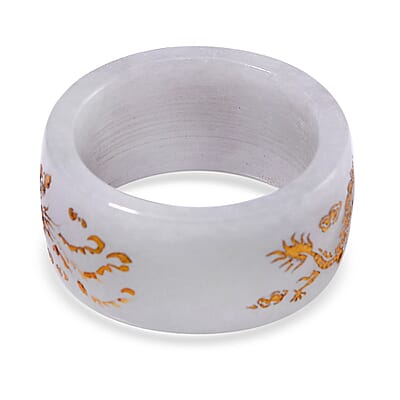 Natural Jade 35.00 ctw Carved Dragon Band Ring (Size 10.0)
