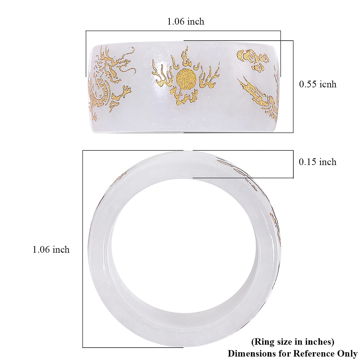 Natural Jade 35.00 ctw Carved Dragon Band Ring (Size 10.0)