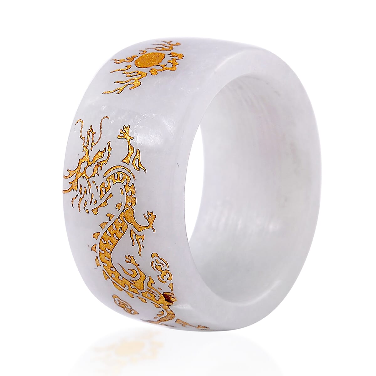 Natural Jade 35.00 ctw Carved Dragon Band Ring (Size 7.0) image number 2