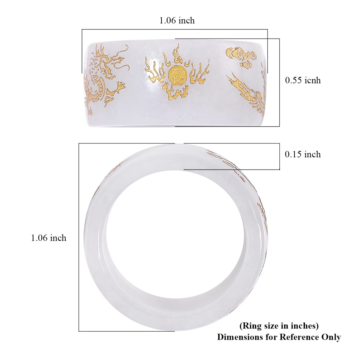 Natural Jade 35.00 ctw Carved Dragon Band Ring (Size 9.0) image number 5