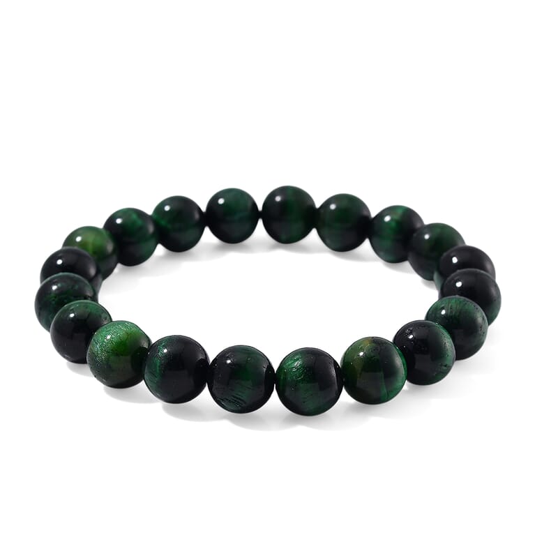 Green Tiger Eye (D) 150.00 ctw Beaded Stertch Bracelet