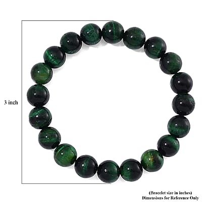 Green Tiger Eye (D) 150.00 ctw Beaded Stertch Bracelet